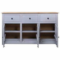 VidaXL Buffet Gris 135x40x80 cm Pin solide Assortiment Panama -Buffets & bahuts Soldes image 4 282704