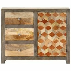 VidaXL Armoire latérale Gris 75x30x60 cm Bois de manguier massif -Buffets & bahuts Soldes image 4 282736