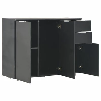 VidaXL Buffet Noir brillant 107 x 35 x 76 cm 4 VidaXL Buffet Noir brillant 107 x 35 x 76 cm – Image 4