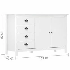 VidaXL Buffet Hill Range Blanc 130x40x80 cm Bois de pin solide 7 VidaXL Buffet Hill Range Blanc 130x40x80 cm Bois de pin solide -Buffets & bahuts Soldes image 4 288932