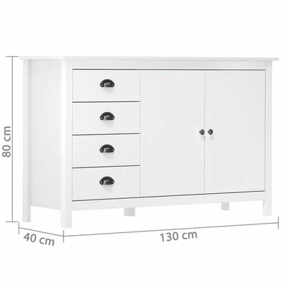 VidaXL Buffet Hill Range Blanc 130x40x80 cm Bois de pin solide 4 VidaXL Buffet Hill Range Blanc 130x40x80 cm Bois de pin solide – Image 4
