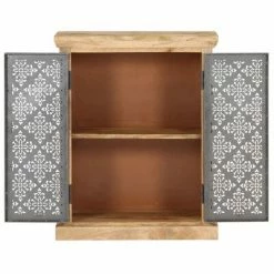 VidaXL Buffet avec portes en acier 60x35x75 cm Bois de manguier solide -Buffets & bahuts Soldes image 4 289094