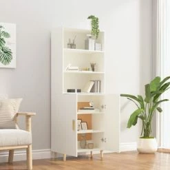 VidaXL Buffet haut Blanc Bois d'ingénierie -Buffets & bahuts Soldes image 4 3115100