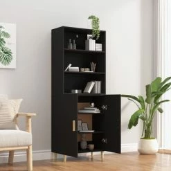 VidaXL Buffet haut Noir Bois d'ingénierie -Buffets & bahuts Soldes image 4 3115101