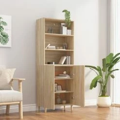 VidaXL Buffet haut Chêne sonoma Bois d'ingénierie -Buffets & bahuts Soldes image 4 3115102