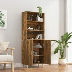 VidaXL Buffet haut Chêne fumé Bois d'ingénierie -Buffets & bahuts Soldes image 4 3115105