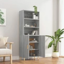 VidaXL Buffet haut Sonoma gris Bois d'ingénierie -Buffets & bahuts Soldes image 4 3115106