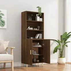 VidaXL Buffet haut Chêne marron Bois d'ingénierie -Buffets & bahuts Soldes image 4 3115107