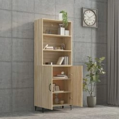 VidaXL Buffet haut Chêne sonoma Bois d'ingénierie -Buffets & bahuts Soldes image 4 3115110