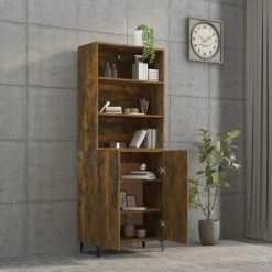 VidaXL Buffet haut Chêne fumé Bois d'ingénierie -Buffets & bahuts Soldes image 4 3115113