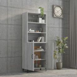 VidaXL Buffet haut Sonoma gris Bois d'ingénierie -Buffets & bahuts Soldes image 4 3115114