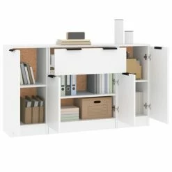 VidaXL Buffets 3 pcs Blanc Bois d'ingénierie -Buffets & bahuts Soldes image 4 3115828
