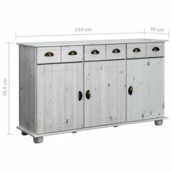 VidaXL Buffet 134x39x79,5 cm Bois de pin massif -Buffets & bahuts Soldes image 4 325539