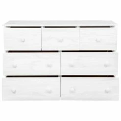 VidaXL Buffet 7 tiroirs Blanc 113x35x73 cm Bois de pin massif -Buffets & bahuts Soldes image 4 337030