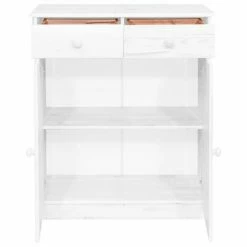 VidaXL Buffet 2 tiroirs Blanc 78x35x89 cm Bois de pin massif -Buffets & bahuts Soldes image 4 337034