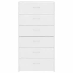 VidaXL Buffet avec 6 tiroirs Blanc 50x34x96 cm Bois d'ingénierie -Buffets & bahuts Soldes image 4 800666