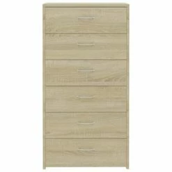 VidaXL Buffet avec 6 tiroirs Chêne sonoma 50x34x96 cm Aggloméré -Buffets & bahuts Soldes image 4 800669