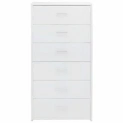 VidaXL Buffet avec 6 tiroirs Blanc brillant 50x34x96 cm Aggloméré -Buffets & bahuts Soldes image 4 800672