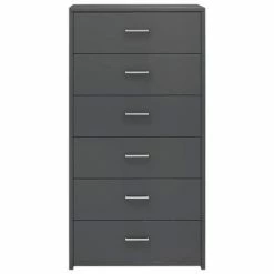 VidaXL Buffet avec 6 tiroirs Gris brillant 50x34x96 cm Aggloméré -Buffets & bahuts Soldes image 4 800674