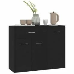 VidaXL Buffet Noir 88x30x70 cm Aggloméré -Buffets & bahuts Soldes image 4 800676