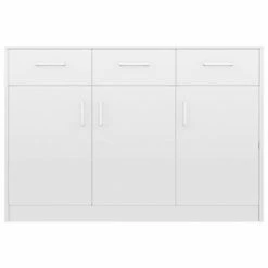VidaXL Buffet Blanc brillant 110x30x75 cm Aggloméré -Buffets & bahuts Soldes image 4 800708