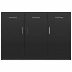 VidaXL Buffet Noir brillant 110x30x75 cm Aggloméré -Buffets & bahuts Soldes image 4 800709