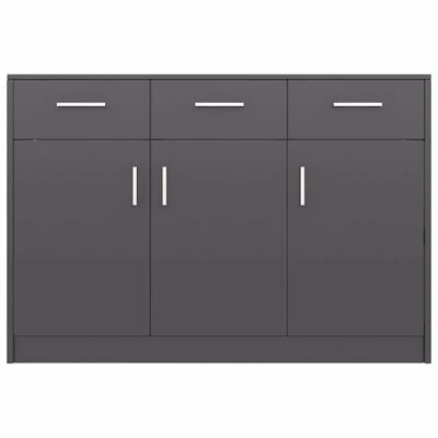 VidaXL Buffet Gris brillant 110x30x75 cm Aggloméré 4 VidaXL Buffet Gris brillant 110x30x75 cm Aggloméré – Image 4