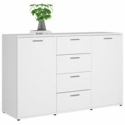 VidaXL Buffet Blanc 120x35,5x75 cm Bois d'ingénierie -Buffets & bahuts Soldes image 4 801328