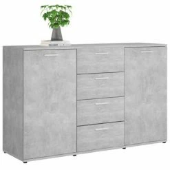VidaXL Buffet Gris béton 120x35,5x75 cm Aggloméré -Buffets & bahuts Soldes image 4 801332
