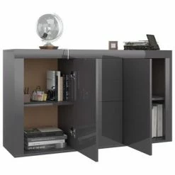 VidaXL Buffet Gris brillant 120x36x69 cm Aggloméré -Buffets & bahuts Soldes image 4 801849