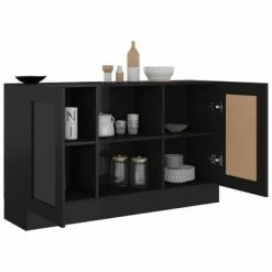 VidaXL Buffet Noir brillant 120x30,5x70 cm Aggloméré -Buffets & bahuts Soldes image 4 802784