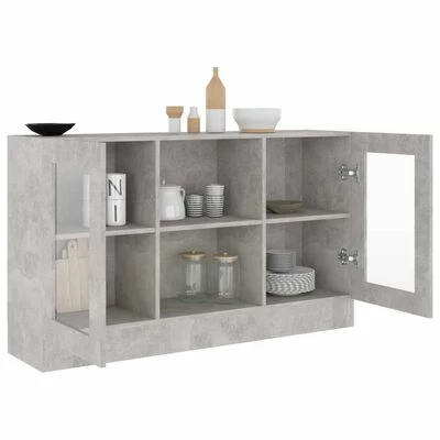 VidaXL Armoire à vitrine Gris béton 120x30,5x70 cm Aggloméré 4 VidaXL Armoire à vitrine Gris béton 120x30,5x70 cm Aggloméré – Image 4