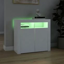 VidaXL Buffet avec lumières LED Blanc 80x35x75 cm 9 VidaXL Buffet avec lumières LED Blanc 80x35x75 cm -Buffets & bahuts Soldes image 4 804328