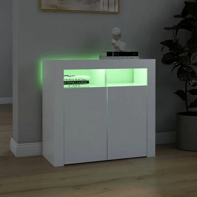 VidaXL Buffet avec lumières LED Blanc 80x35x75 cm 4 VidaXL Buffet avec lumières LED Blanc 80x35x75 cm – Image 4