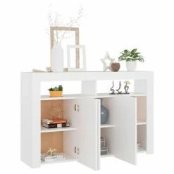 VidaXL Buffet avec lumières LED Blanc 115,5x30x75 cm -Buffets & bahuts Soldes image 4 804337