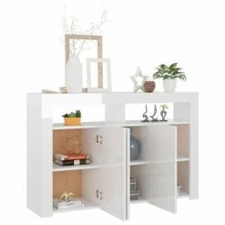 VidaXL Buffet avec lumières LED Blanc brillant 115,5x30x75 cm -Buffets & bahuts Soldes image 4 804343