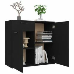 VidaXL Buffet Noir 80x36x75 cm Aggloméré -Buffets & bahuts Soldes image 4 805771