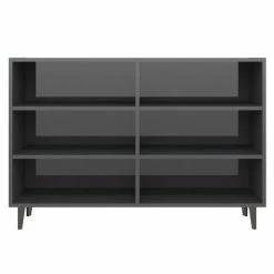 VidaXL Buffet Gris brillant 103,5x35x70 cm Aggloméré -Buffets & bahuts Soldes image 4 806048