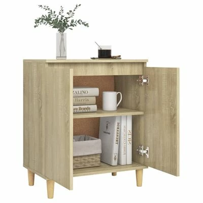 VidaXL Buffet avec pieds en bois Chêne sonoma 60x35x70 cm Aggloméré 4 VidaXL Buffet avec pieds en bois Chêne sonoma 60x35x70 cm Aggloméré – Image 4