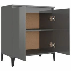 VidaXL Buffet Gris brillant 60x35x70 cm Aggloméré -Buffets & bahuts Soldes image 4 806084