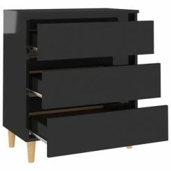VidaXL Buffet Noir brillant 60x35x69 cm Aggloméré -Buffets & bahuts Soldes image 4 806092