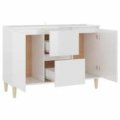 VidaXL Buffet Blanc brillant 103,5x35x70 cm Aggloméré -Buffets & bahuts Soldes image 4 806109