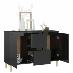 VidaXL Buffet Noir brillant 103,5x35x70 cm Aggloméré -Buffets & bahuts Soldes image 4 806110