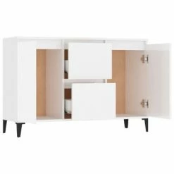 VidaXL Buffet Blanc brillant 104x35x70 cm Aggloméré -Buffets & bahuts Soldes image 4 806118