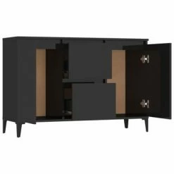 VidaXL Buffet Noir brillant 104x35x70 cm Aggloméré -Buffets & bahuts Soldes image 4 806119