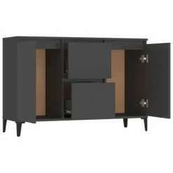 VidaXL Buffet Gris brillant 104x35x70 cm Aggloméré -Buffets & bahuts Soldes image 4 806120