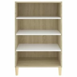 VidaXL Buffet Blanc et chêne sonoma 57x35x90 cm Aggloméré -Buffets & bahuts Soldes image 4 806126