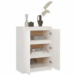 VidaXL Buffet Blanc 60x36x84 cm Bois de pin massif -Buffets & bahuts Soldes image 4 808109