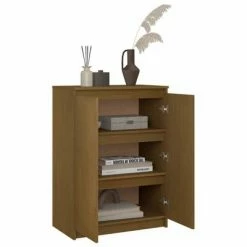 VidaXL Buffet Marron miel 60x36x84 cm Bois de pin massif -Buffets & bahuts Soldes image 4 808111