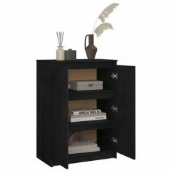 VidaXL Buffet Noir 60x36x84 cm Bois de pin massif -Buffets & bahuts Soldes image 4 808112